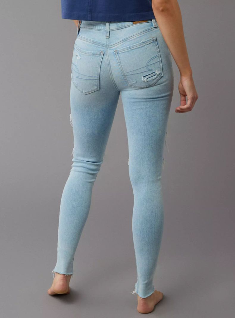 Jeans Ae Level Jegging Tiro Alto Roturas-1