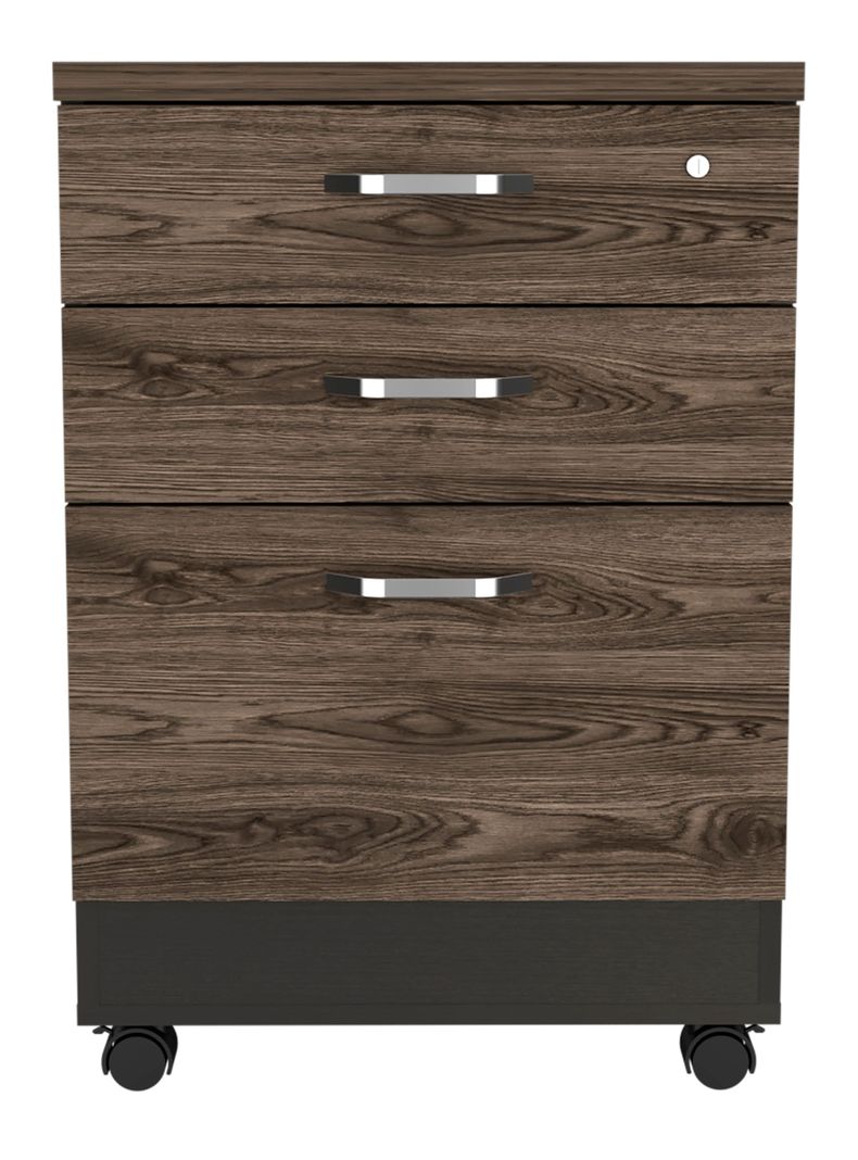 Archivador 3 Cajones Bajo Home Office Negro Soft-Coñac-2