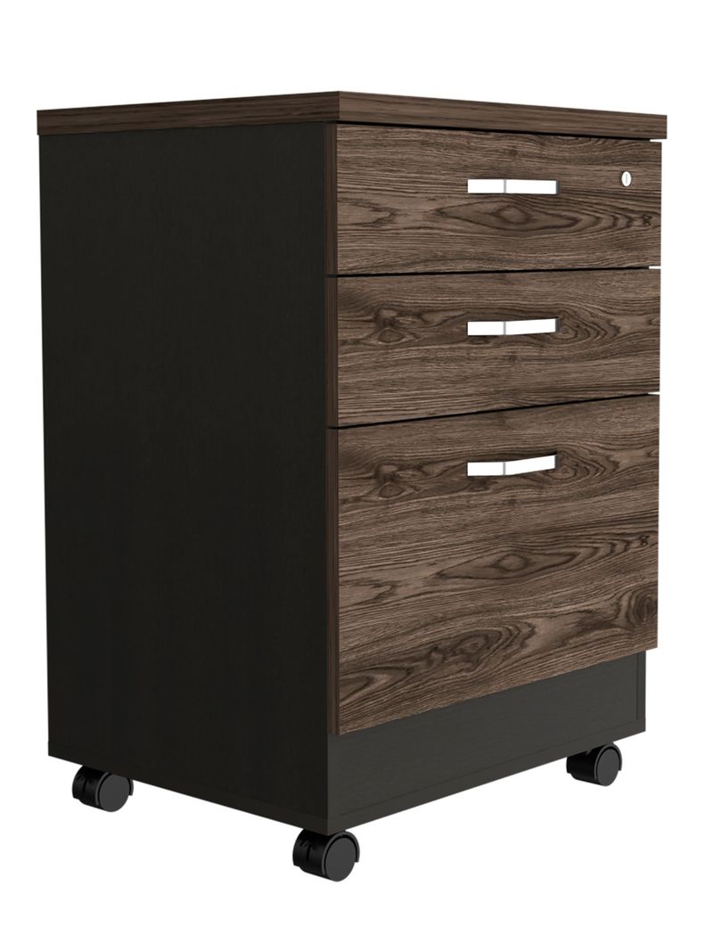 Archivador 3 Cajones Bajo Home Office Negro Soft-Coñac-3