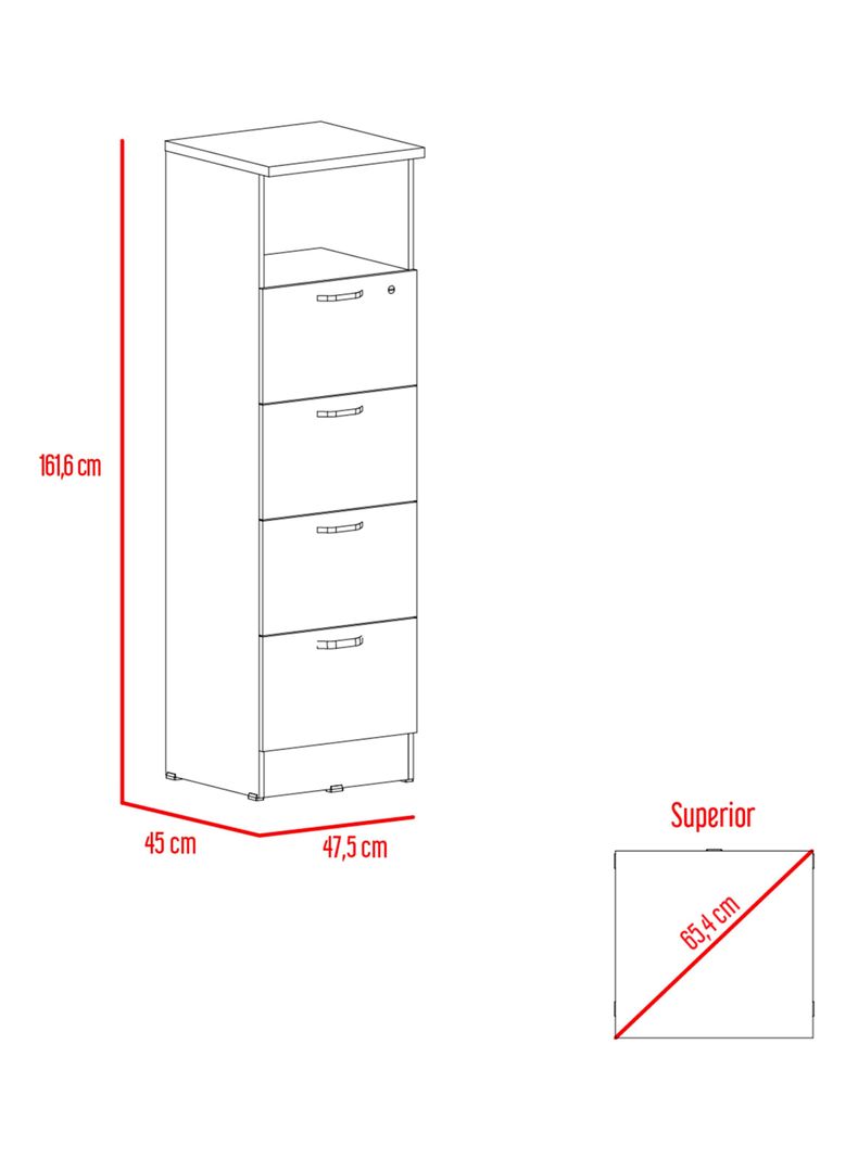 Archivador 4 Cajones Alto + 1 Repisa Home Office-2