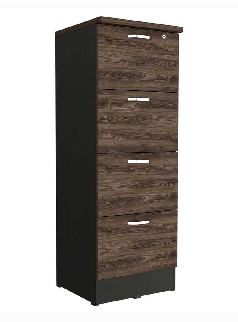 Archivador 4 Cajones Alto Home Office Negro Soft-Coñac-3