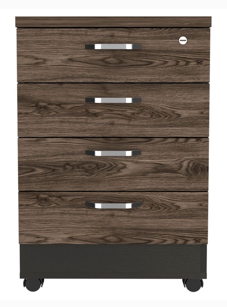 Archivador 4 Cajones Bajo Home Office Negro Soft-Coñac-3