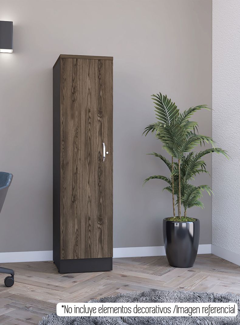 Biblioteca 1 Puerta Home Office Negro Soft-Coñac-3