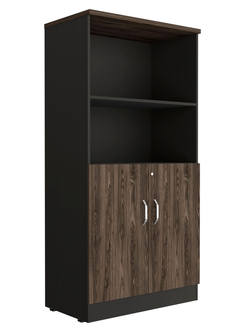 Biblioteca 2P + 2R Home Office Negro Soft Coñac-0