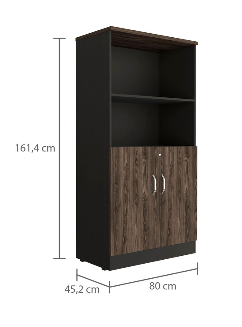 Biblioteca 2P + 2R Home Office Negro Soft Coñac-1