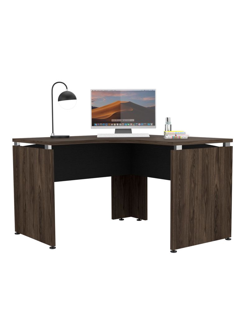 Escritorio L-120 Home Office Negro Soft-Coñac-4