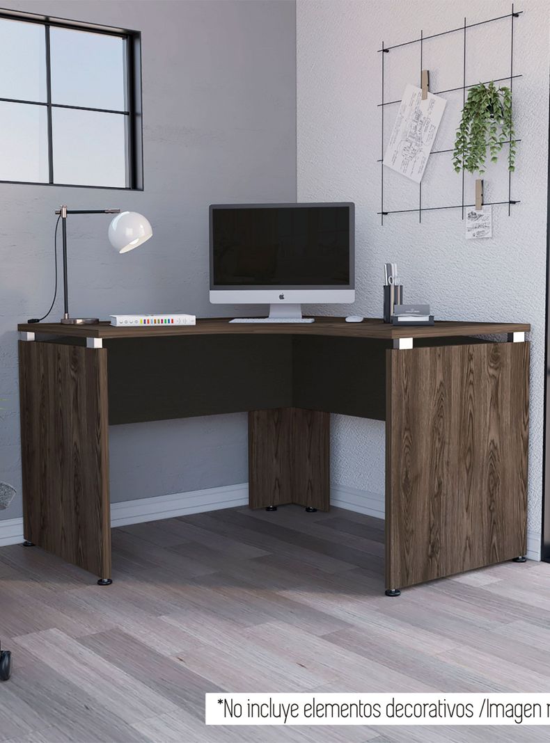 Escritorio L-120 Home Office Negro Soft-Coñac-0