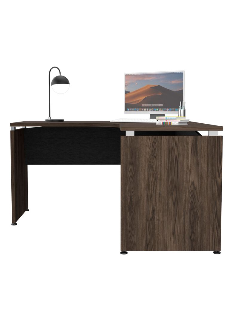 Escritorio L-140 Home Office Negro Soft-Coñac-4
