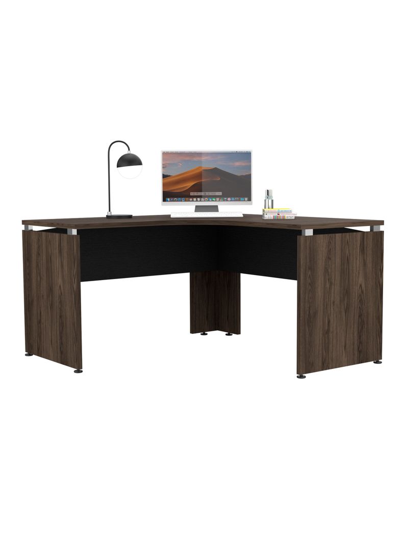 Escritorio L-140 Home Office Negro Soft-Coñac-3