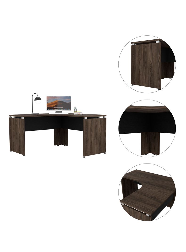 Escritorio L-140 Home Office Negro Soft-Coñac-5