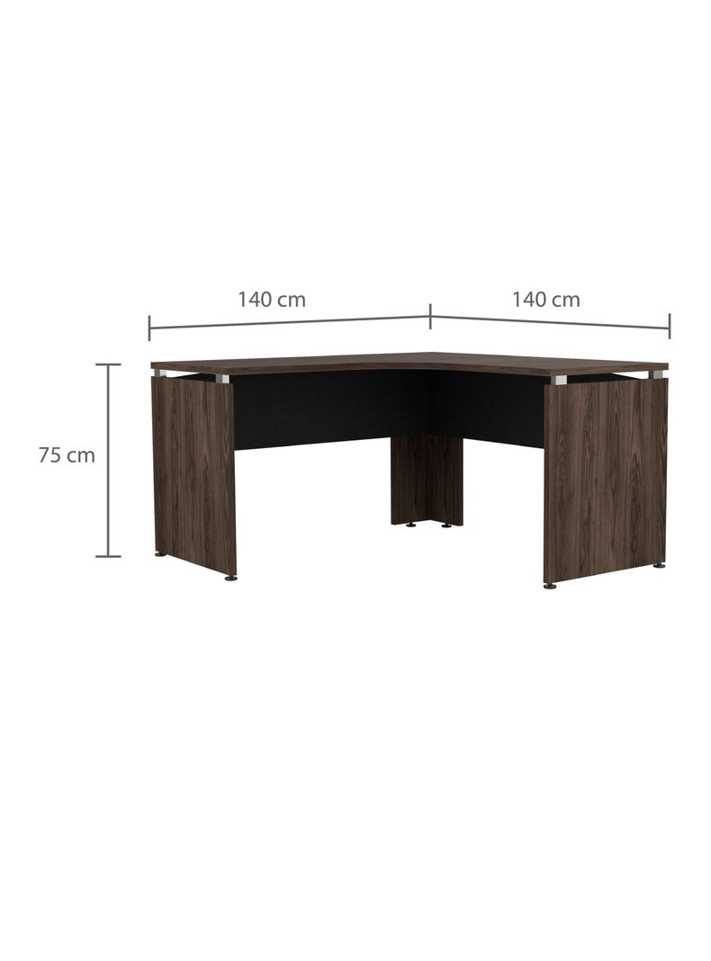 Escritorio L-140 Home Office Negro Soft-Coñac-1