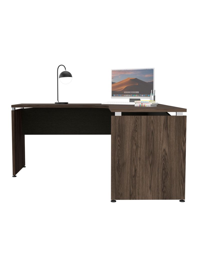 Escritorio L-160 Home Office Negro Soft-Coñac-4