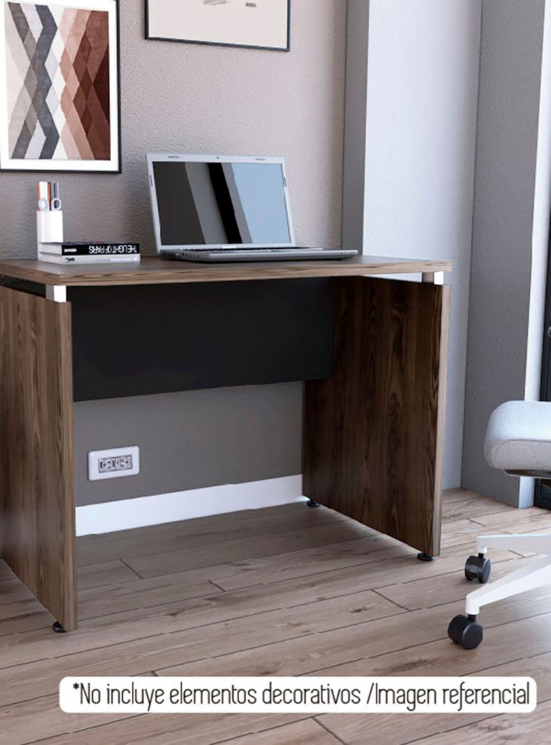 Mesa Escritorio M-100 Home Office Negro Soft-Coñac-5