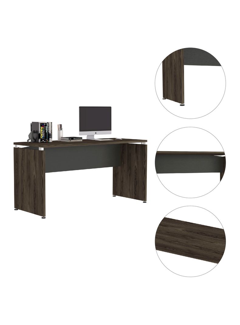 Mesa Escritorio M-150 Home Office Negro Soft-Coñac-5