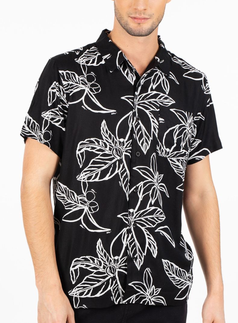Camisa Surf Guayabera Sarga Flores-0
