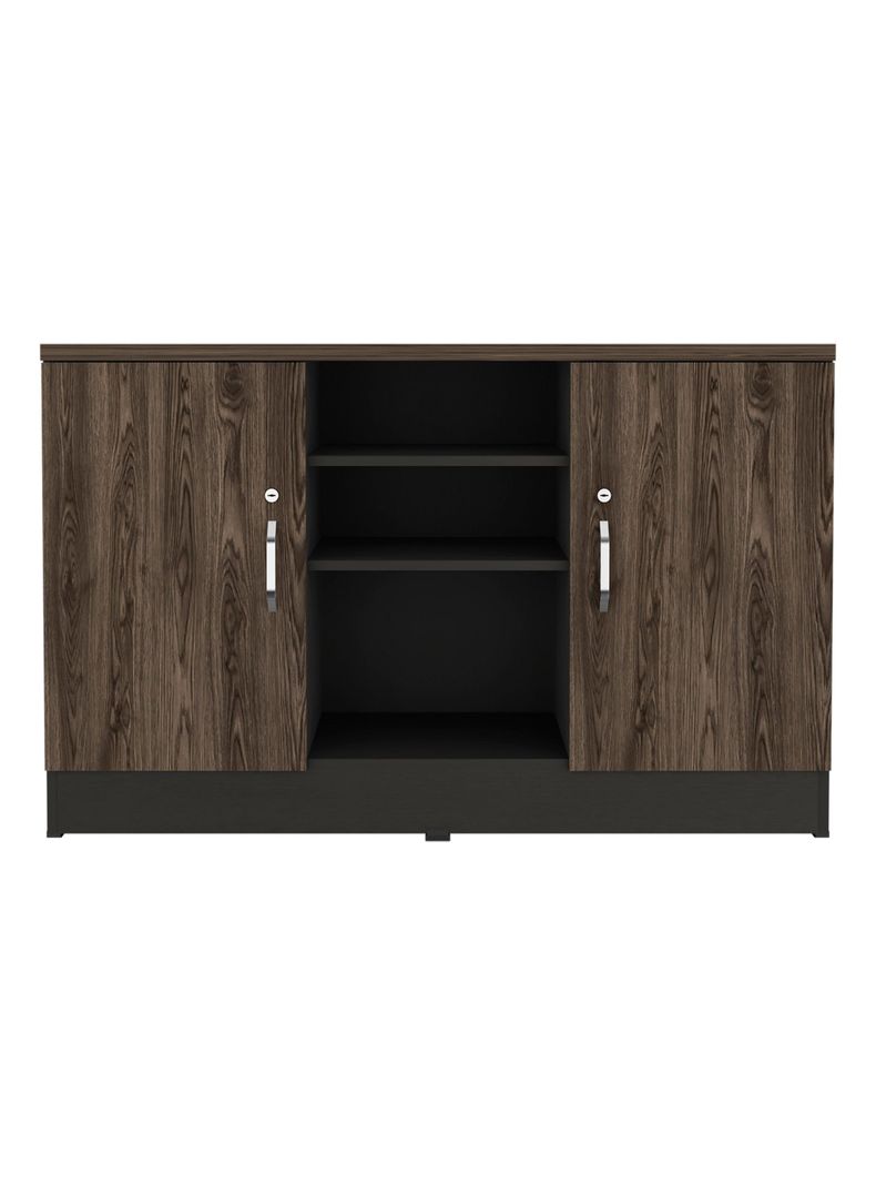 Gabinete 2 Puertas Home Office Negro Soft-Coñac-3