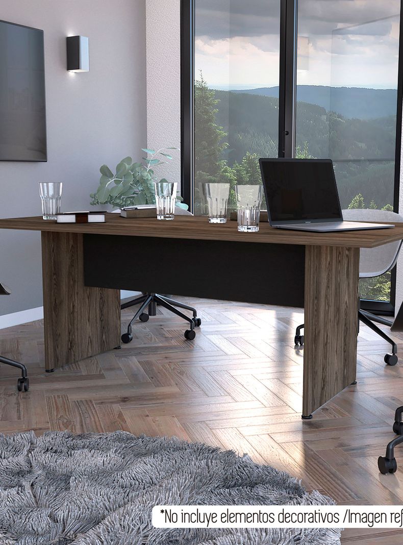 Mesa de Reunión M-200 Home Office Negro Soft-Coñac-5