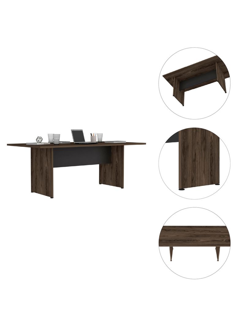 Mesa de Reunión M-200 Home Office Negro Soft-Coñac-4