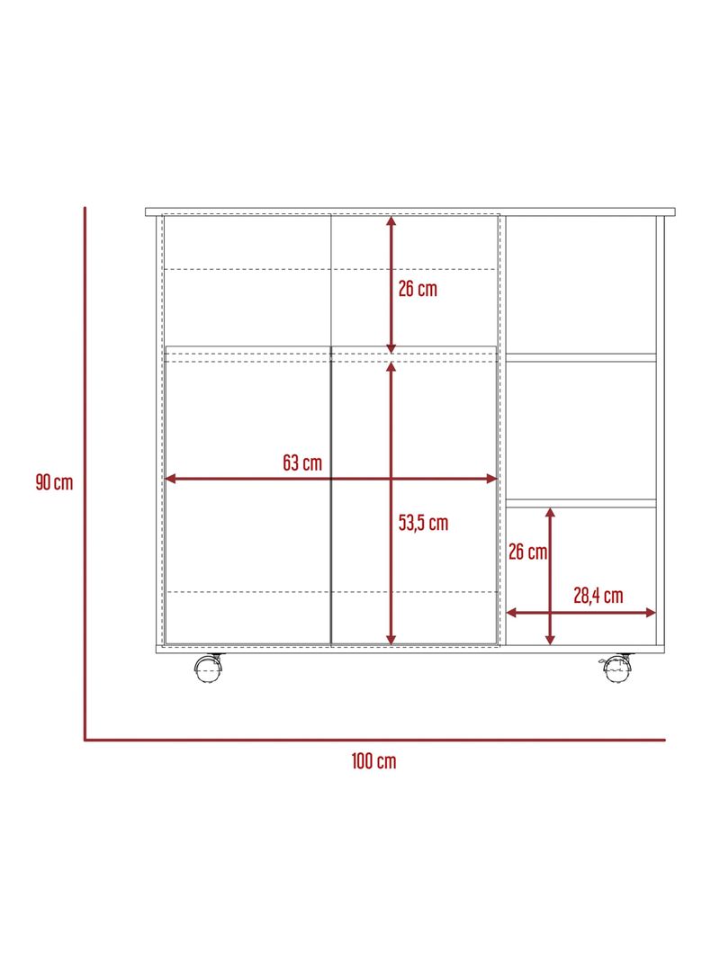 Mesón de Cocina Bicolor Blanco-Duna 2P 4R-1