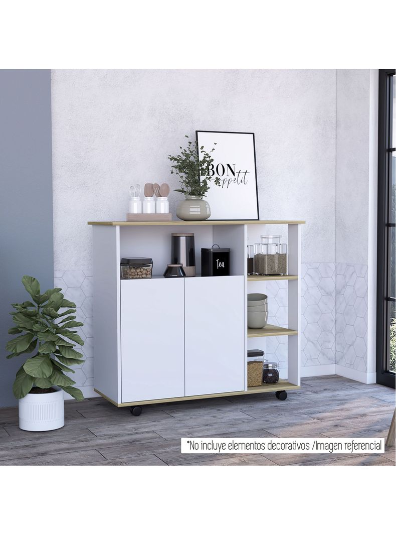 Mesón de Cocina Bicolor Blanco-Duna 2P 4R-4