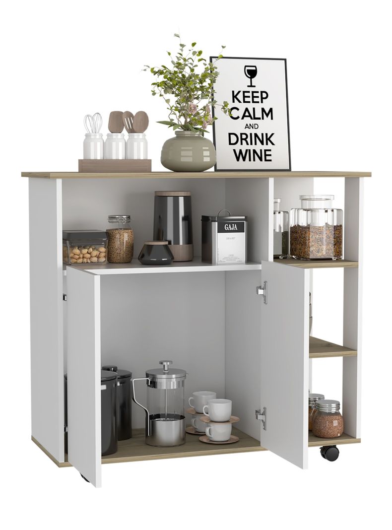 Mesón de Cocina Bicolor Blanco-Duna 2P 4R-3