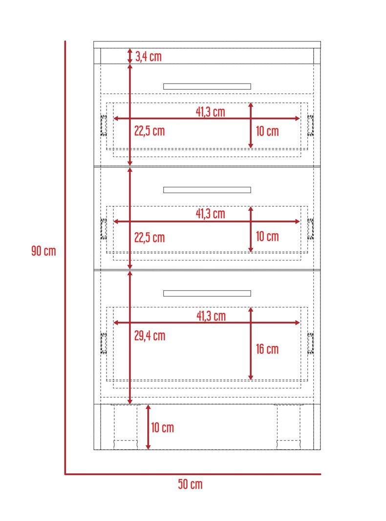Mueble Inferior 3 Gaveteros Manchester Wengue-1