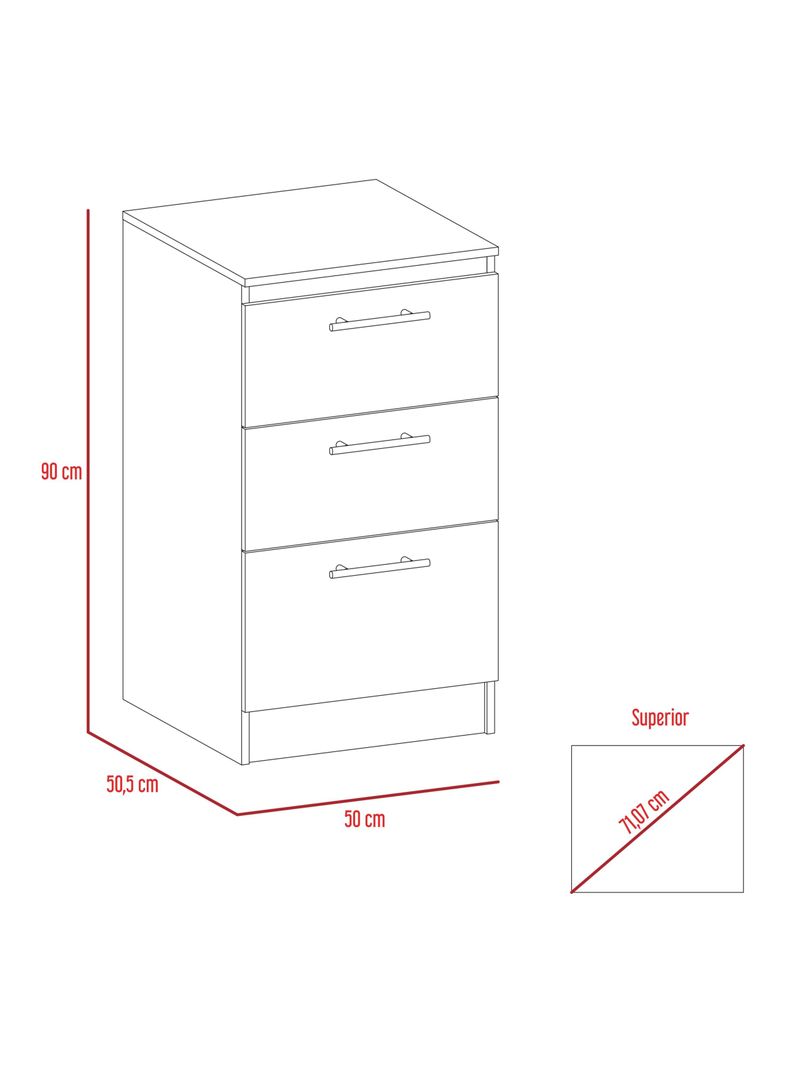 Mueble Inferior 3 Gaveteros Manchester Wengue-2