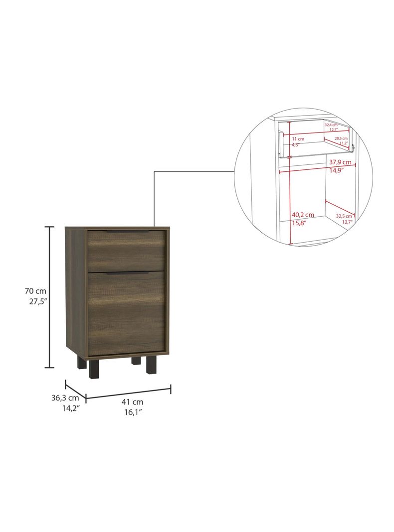 Velador Kaia Z-41 1 Cajón 1 Puerta Caramelo-Wengue-1