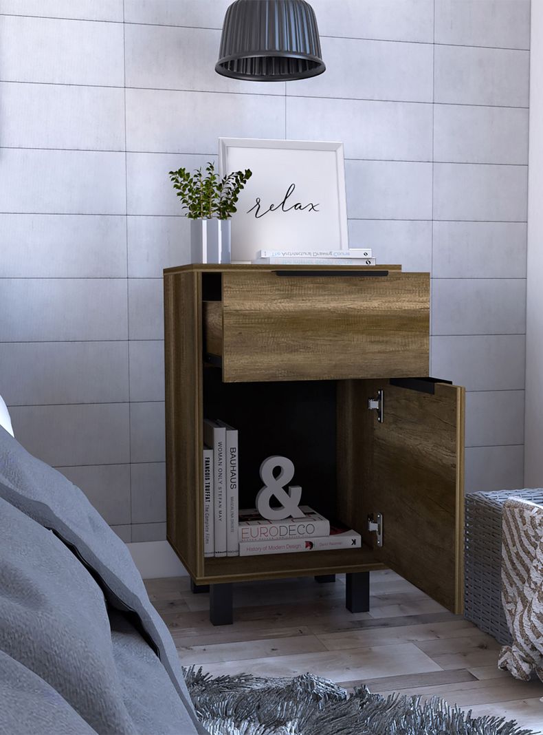 Velador Kaia Z-41 1 Cajón 1 Puerta Caramelo-Wengue-4