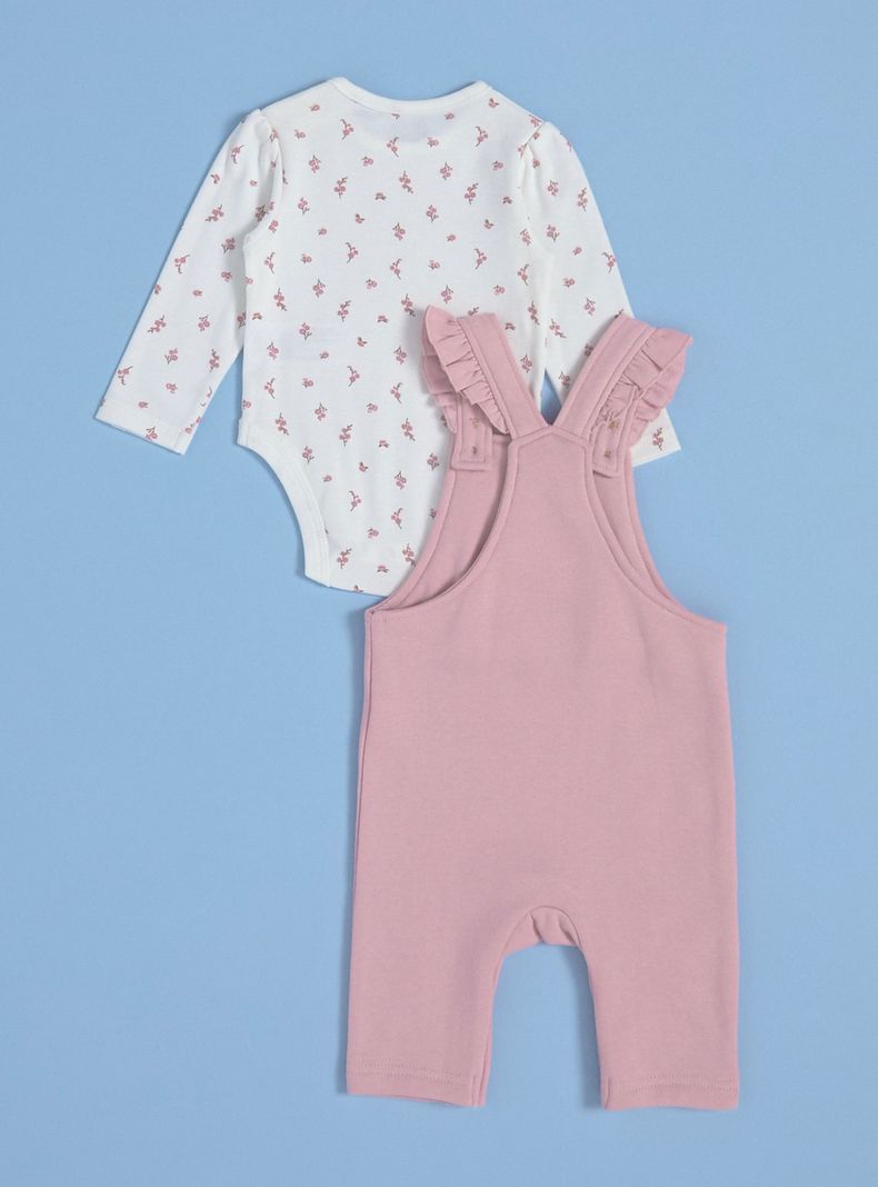 Conjunto de Jardinera Lisa y Body Estampado-1