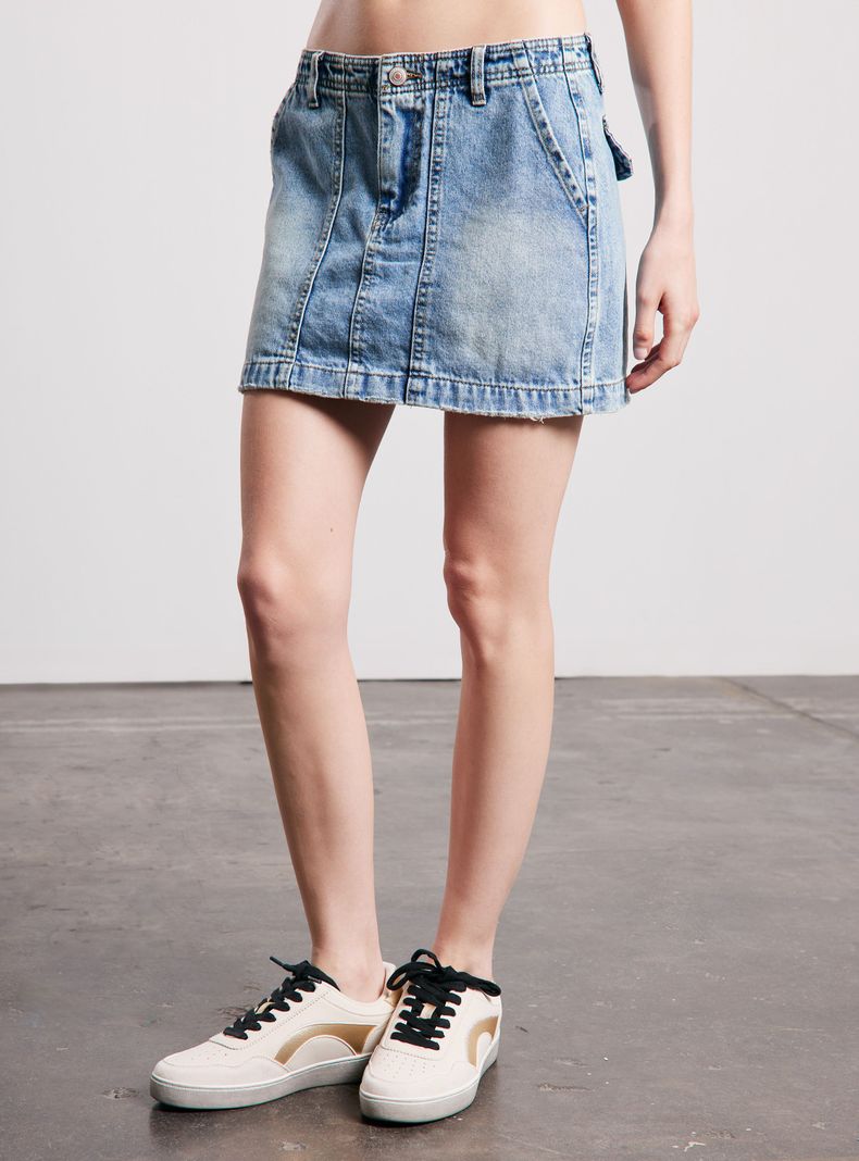 Falda Mini Denim Lavada-0