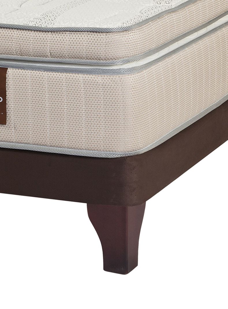 Cama Europea Máximo Cobre 2 Plazas Base Dividida + Respaldo Design Gris + Velador Rover-2