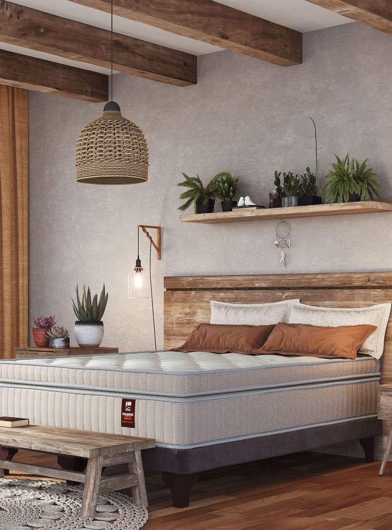 Cama Europea Máximo Cobre 2 Plazas Base Dividida + Respaldo Design Gris + Velador Rover-5