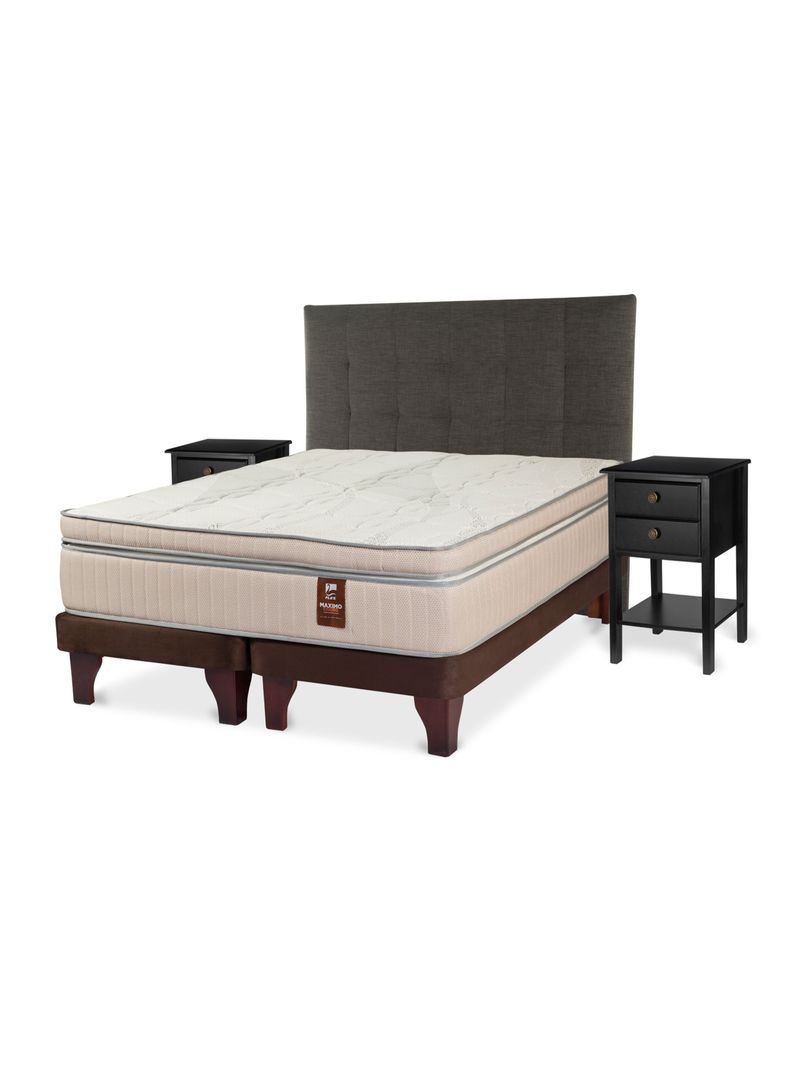 Cama Europea Máximo Cobre Súper King + Respaldo Design Gráfito + Velador Rover-0