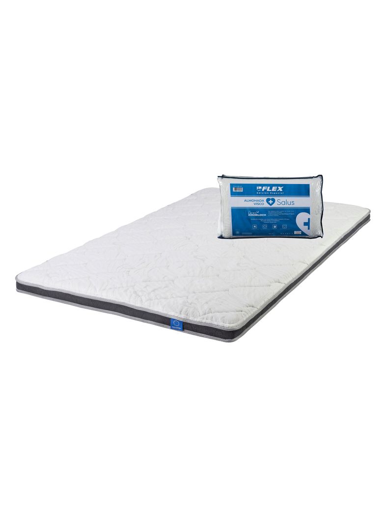 Topper Enrollado Salus 1.5 Plaza Box + Almohada Salus-0