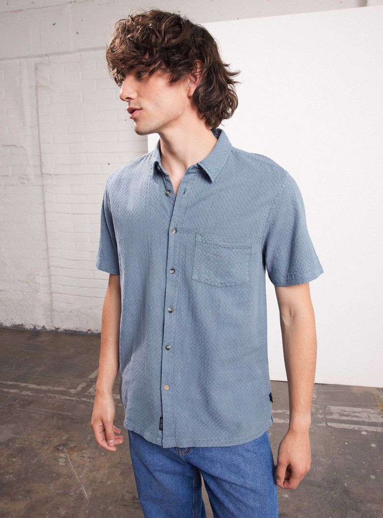 Camisa Texturada Casual Bolsillo Front-0