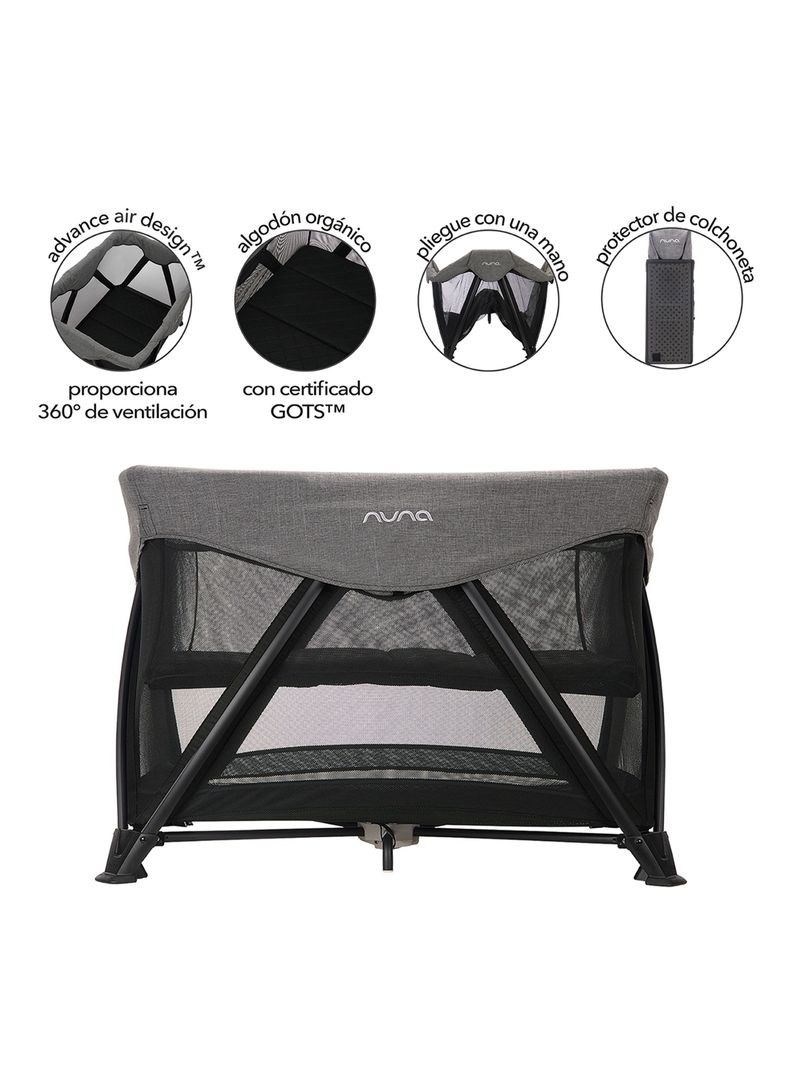Cuna Corral Pack & Play Sena Aire Charcoal Nuna-5