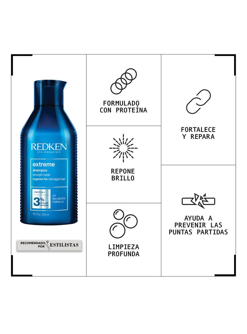 Set Reparacion Cabello Dañado Extreme Shampoo 300ml + One United 150ml-1