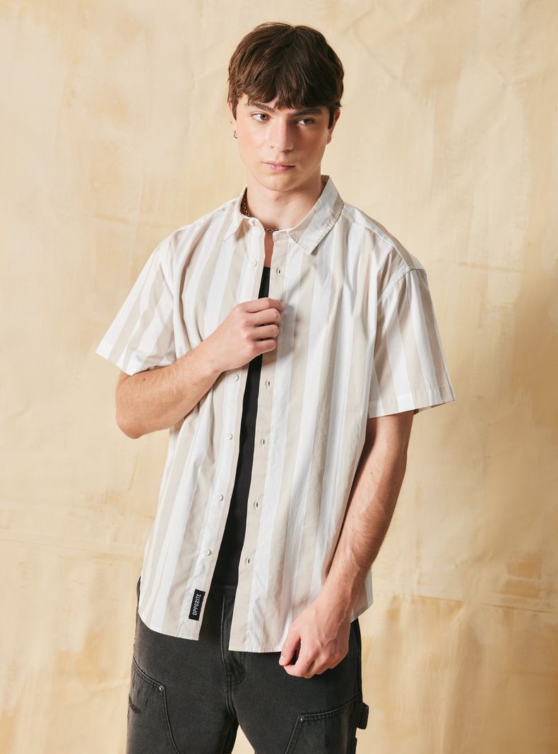Camisa Rayas Relaxed Fit Cuello Camisero-0