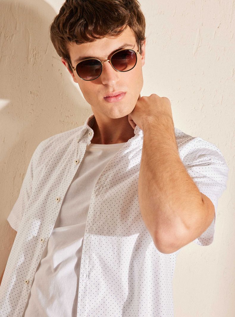 Camisa Mini Print cuello Italiano-2