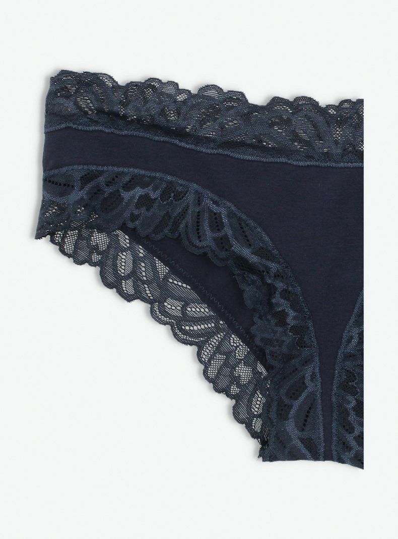 Calzón Bikini Algodón Encaje Tiro Medio-6