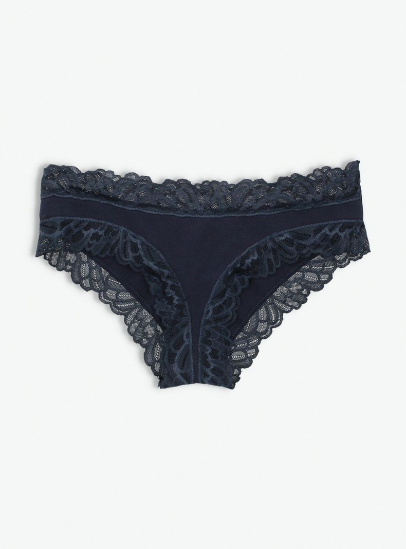 Calzón Bikini Algodón Encaje Tiro Medio-4