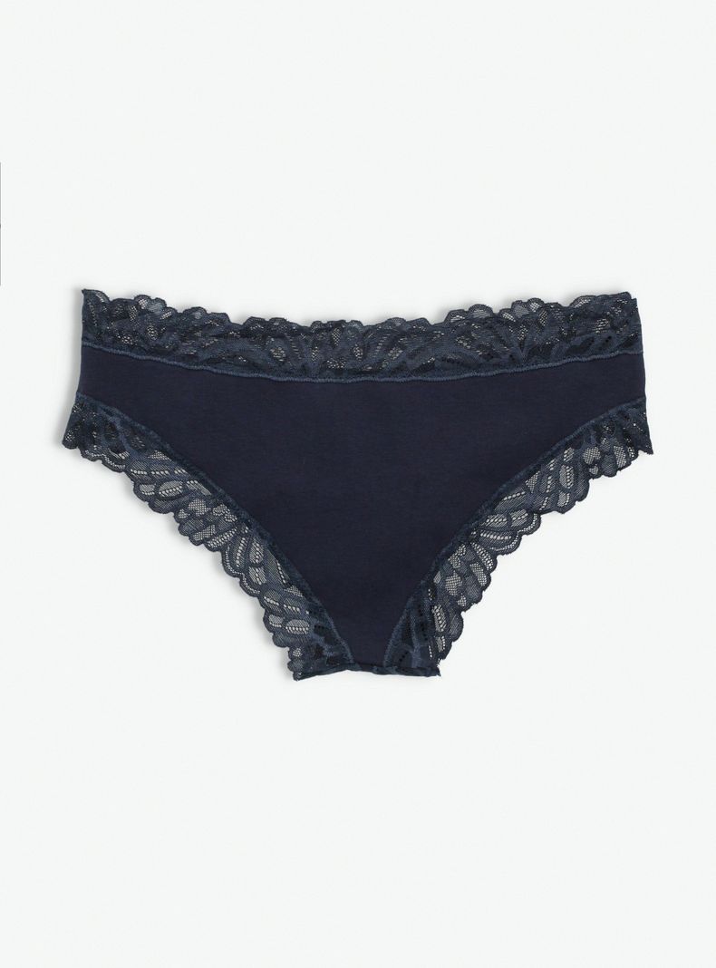 Calzón Bikini Algodón Encaje Tiro Medio-5