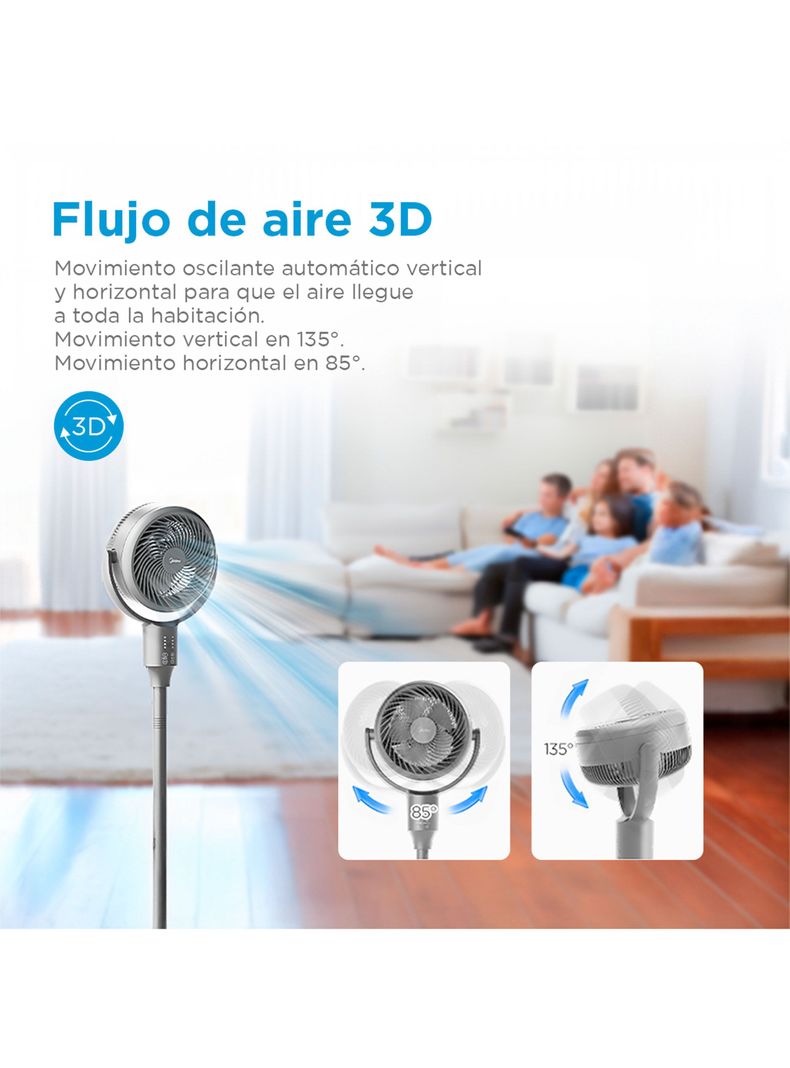 Ventilador de Pie 3D Flow y Altura Ajustable MF-P7DWT-8