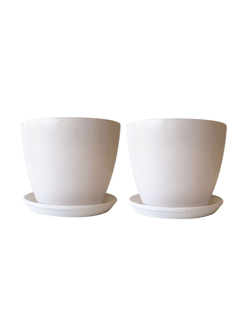 Set 2 Maceteros Biodegradables Actual + Platos Blanco