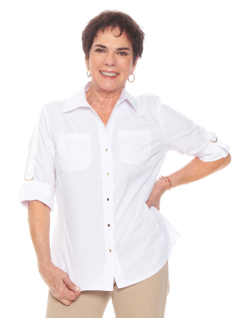 Blusa Manga Larga con Tela de Punto en Costados Delantero-0