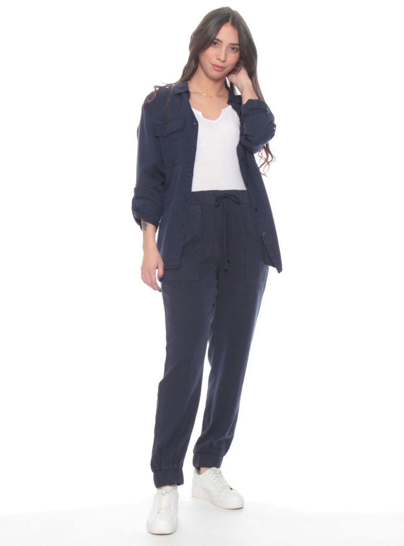 Pantalón Cargo Lyocell con Cintura Elasticada-3