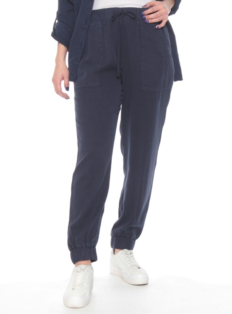 Pantalón Cargo Lyocell con Cintura Elasticada-0