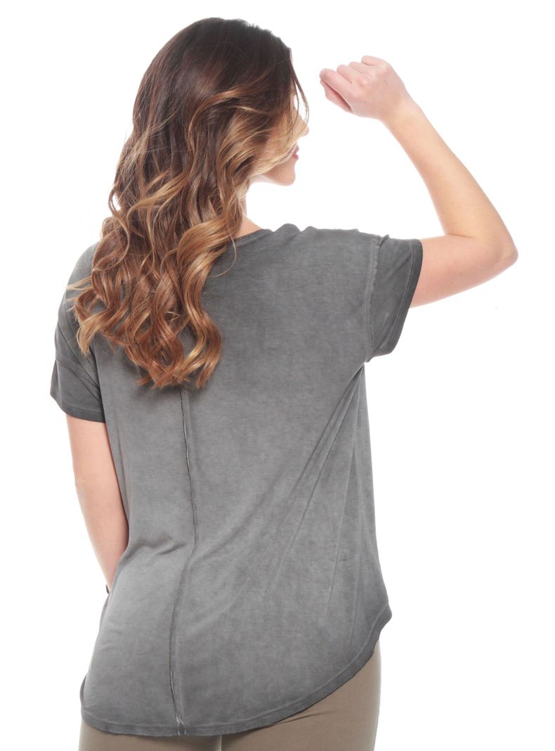 Polera Manga Corta Acid Wash Escote V-1