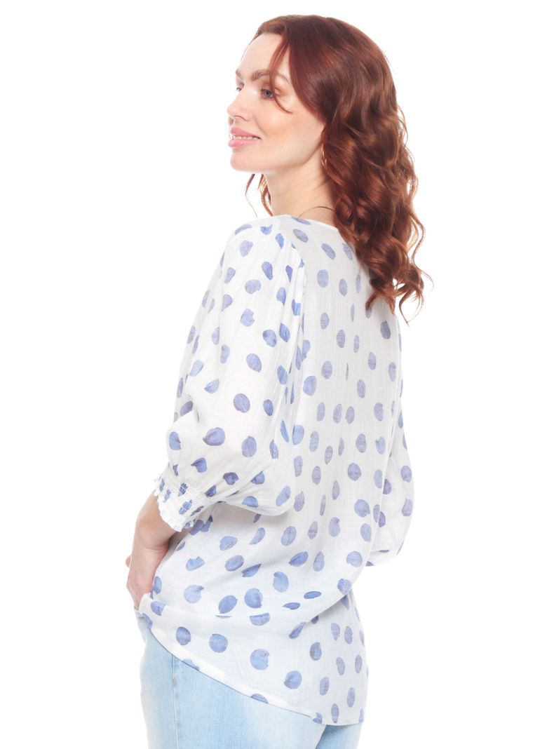 Blusa Manga Tres Cuartos Pu Elasticado-1